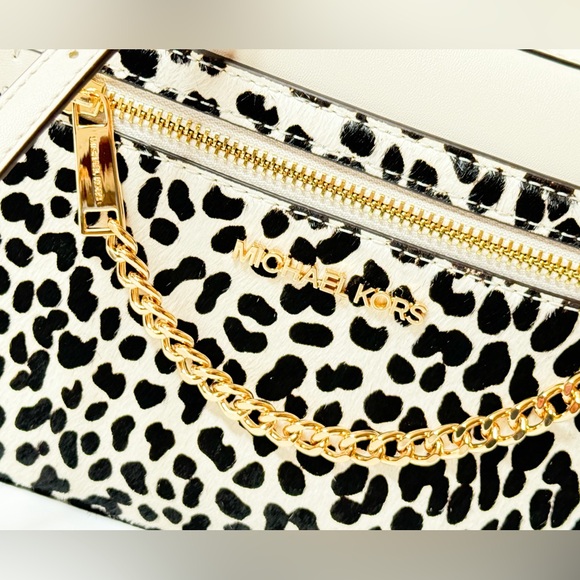 Michael Kors Jet Set Iten Chain Crossbody Bag Light Cream Multi Exotic Hair Calf - Picture 14 of 16